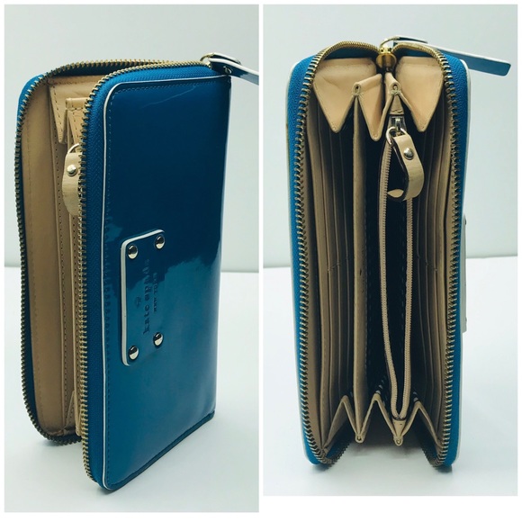 Kate Spade Wallet Blue Patent Leather 7.5”x4” - Picture 2 of 8